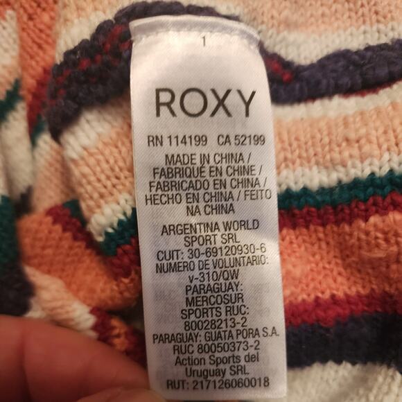 Roxy Sun Express Hooded Beachy Slouchy Striped Knit Sweater Size XS - Picture 11 of 11